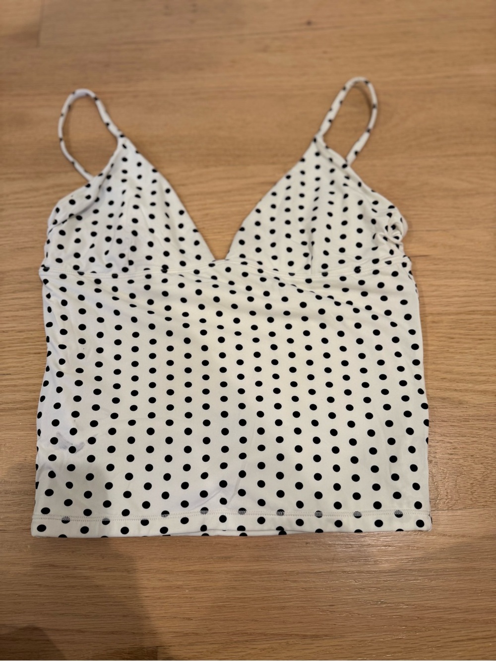 Women’s Polka Dot V-Neck Cami Tank Top - White/Black